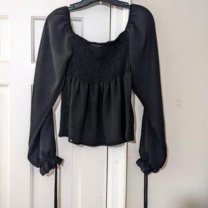 vintage y2k black peasant blouse M